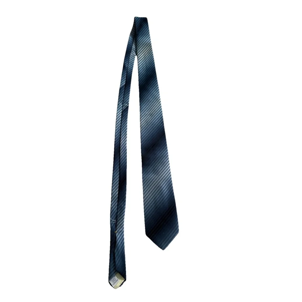 Vintage Beau‎ Brummel Tie Necktie Blue Striped 100% Polyester Fabric W. Germany